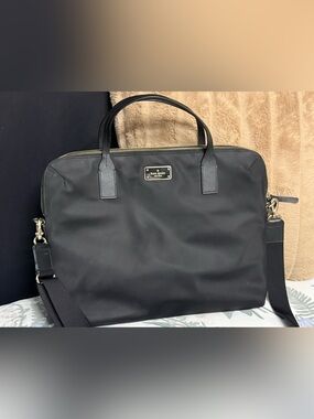 Kate Spade Black Nylon Laptop Messenger Bag Briefcase